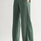 Luxe Sand Wash Rib Wide-Leg Pants
