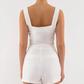Alice Square Neck Solid Linen Top