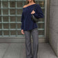 Boat Neck Oversized Knit Pullover Sweater