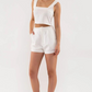 Alice Square Neck Solid Linen Top