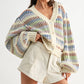 Multicolor Striped Chunky Knit Cardigan