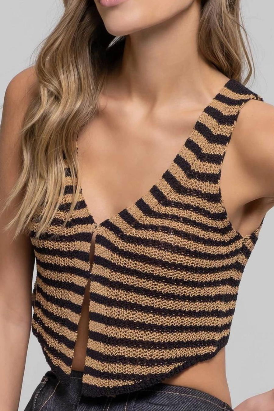 Gisele Stripe Front Hook Sweater Vest