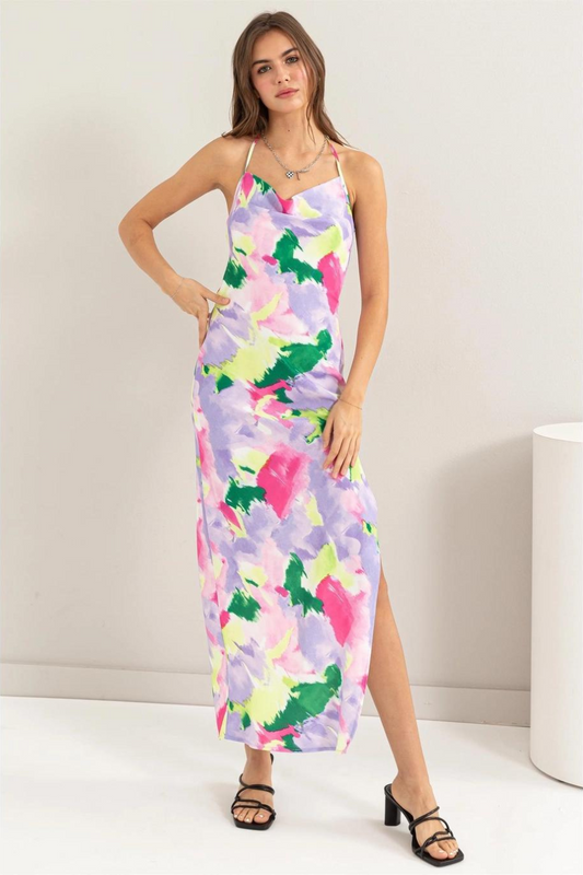 Vali Tie-Dye Print Backless Dress