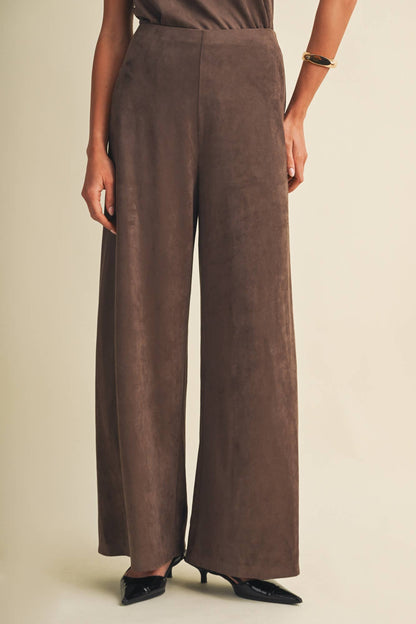 Wide-Leg Sueded Knit Trousers