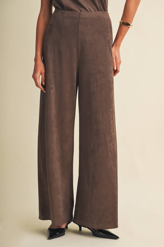 Wide-Leg Sueded Knit Trousers