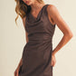 Cowl-Neck Side-Ruched Sueded Knit Dress