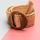 Wooden Buckle Rattan Stretch Waist Belt