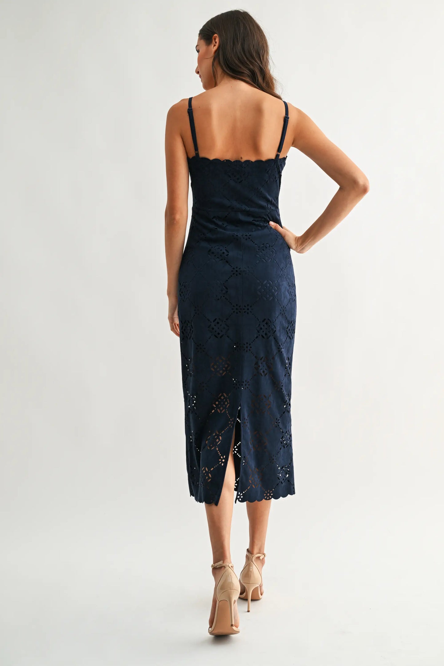 Laser-Cut Midi Dress