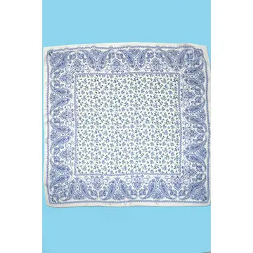 Large Floral Print Bandana Scarf Blue