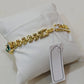 Gold Bracelet Watch with Green Crystals