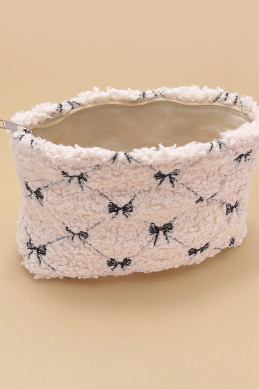 Sherpa Embroidered Bow Pouch