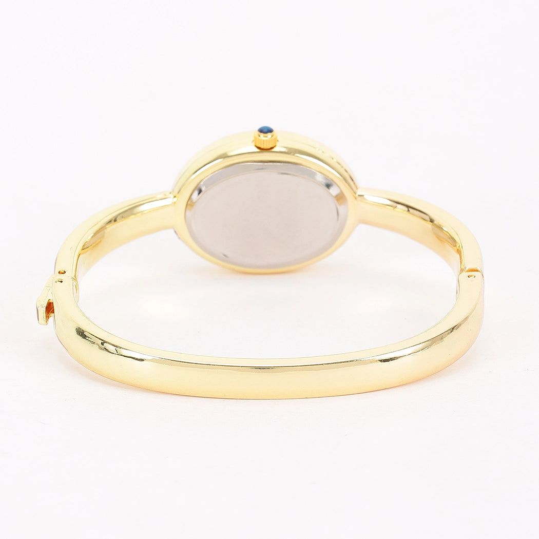 Oval Crystal-Encrusted Cuff Watch