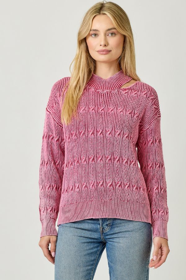 Cutout Mock Neck Sweater Top