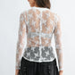 White Embroidered Lace Long Sleeve Blouse