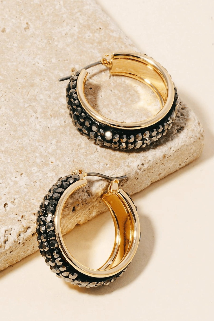 Pave Studded Latch Hoop Earrings