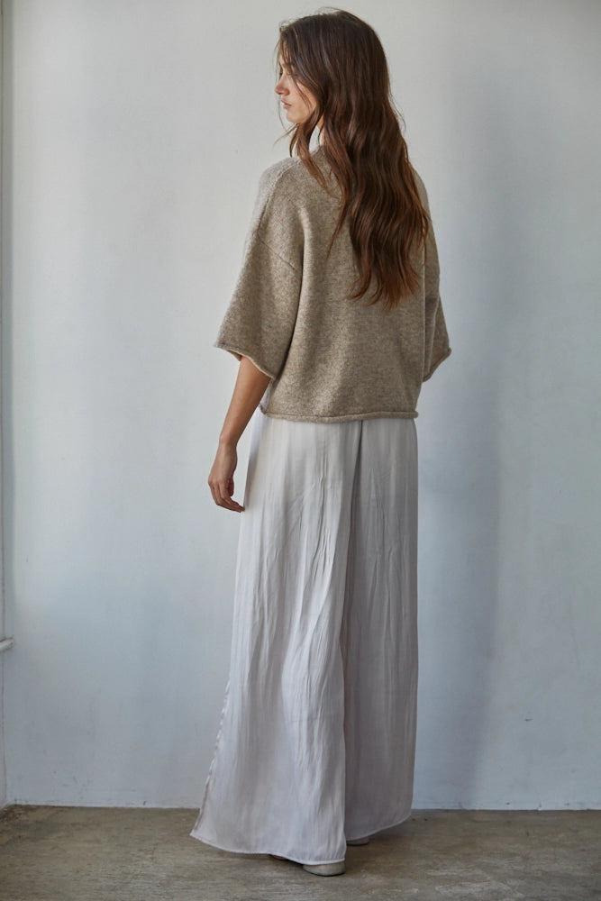 Knit Sweater Quarter Sleeve Button Up Cardigan Top