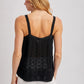 Button Down Pointelle Open Knit Crochet Top