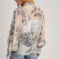Botanical Print Tied Front Balloon Sleeved Kimono