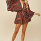 Batwing Sleeved Boho Paisley Print Romper