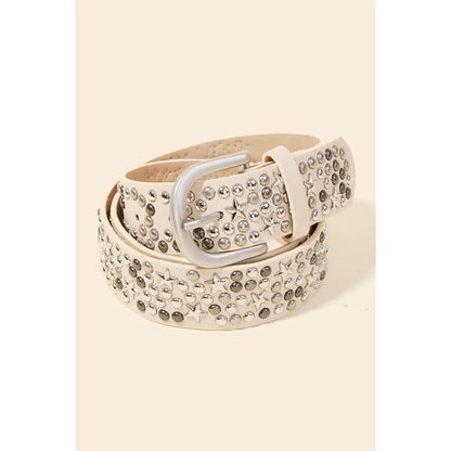 Metallic Stars and Stud Faux Leather Belt