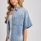 Denim Button Down Short Sleeve Boxy Shirt