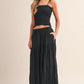 Smocking Top Crinkled Maxi Skirt Set