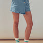 Gold Button Front Denim Skort