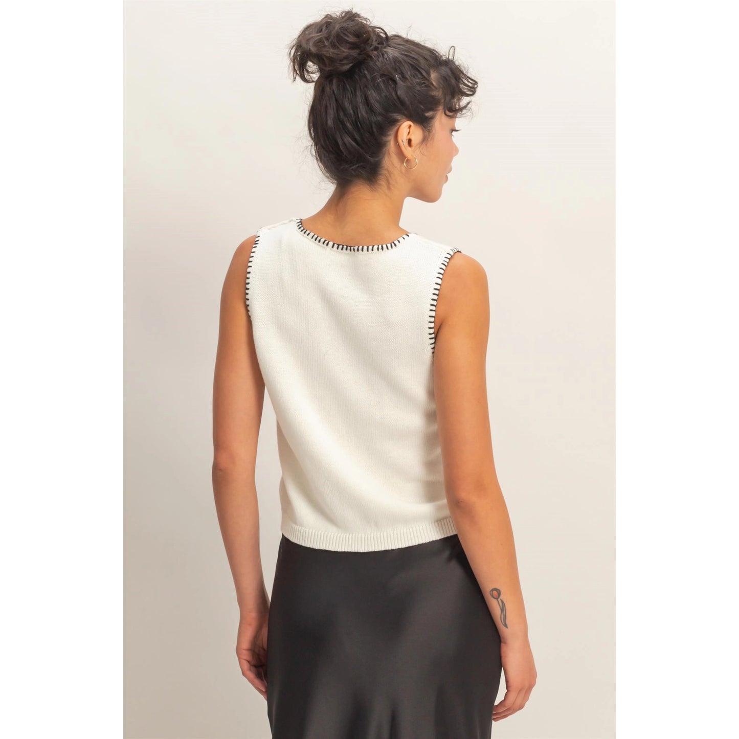 V-Neck Vest with Blanket Stitch