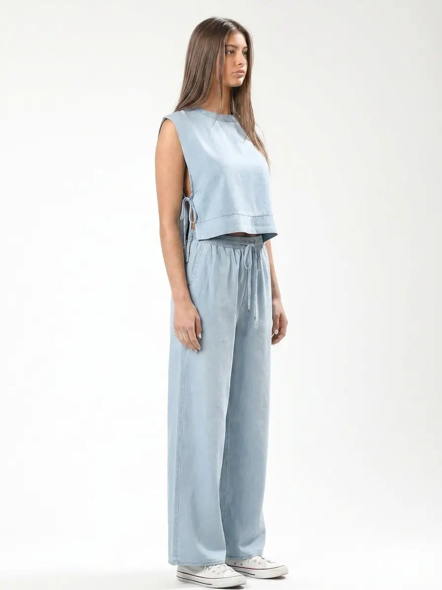 Sleeveless Side Tie Lyocell Top