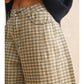 Mini Checker Pattern Barrel Pants