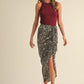 Leopard Printed Ruching Skirt