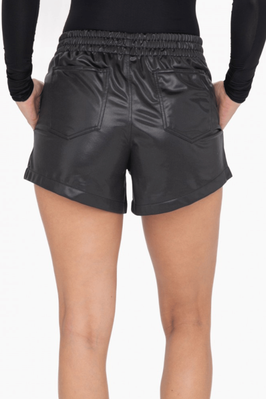 Glossy Leather Look High Waist Shorts