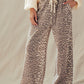 Leopard Print Wide Leg Cotton Pants