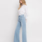 Super High Rise Clean Cut Raw Hem Wide Leg Jeans