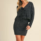A Sequins Fuzzy Soft Sweater Cardigan and Skirt Set