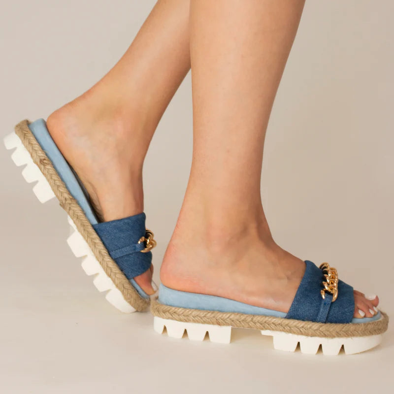Cynthia Richard Bardot Denim Fabric Sandal