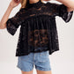Mock Neck Baby Doll Lace Top with No Lining