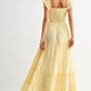 Sunshine Smocked Maxi Dress Eyelet Ruffle Sleeves