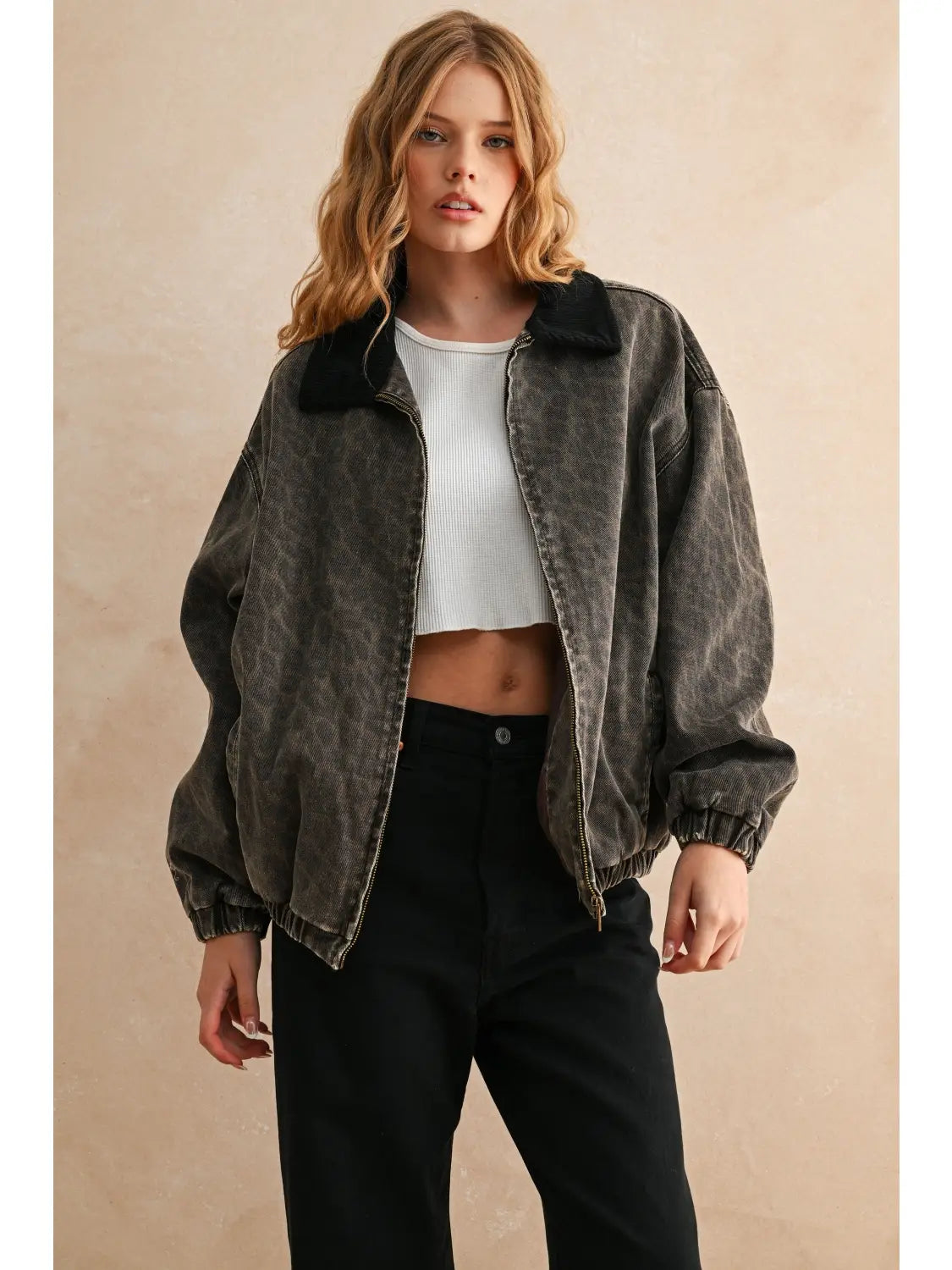 Leopard Printed Bomber Jacket