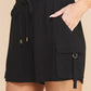 High Waist Shorts with Cargo Buckle Pockets