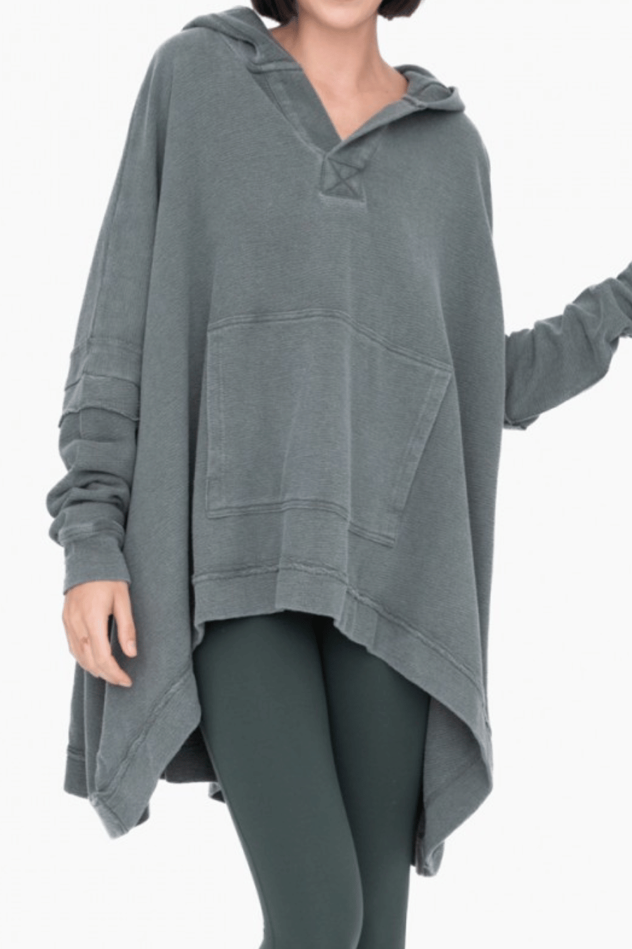 Oversized Cotton Poncho with Hood