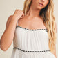 Tape Trim with Shirred Tiered Romper Dress