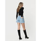 High Rise Frayed Hem Wrap with Tie Skort