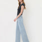 High Rise Trouser Fold Creased Wide Jeans