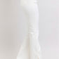 High Waist White Side Slit Slim Bootcut Jeans