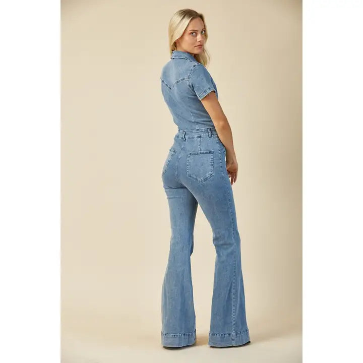 Bellbottom Denim Jumpsuit