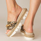 Cynthia Richard Bardot Leopard Print Leather Sandal