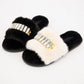 Bedazzled Rhinestone Decor Furry Slippers