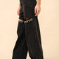 Mid Rise Crystal Slit Bottom Denim Jeans