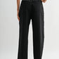 High-Waisted Black Wide-Leg Denim Stud Pants